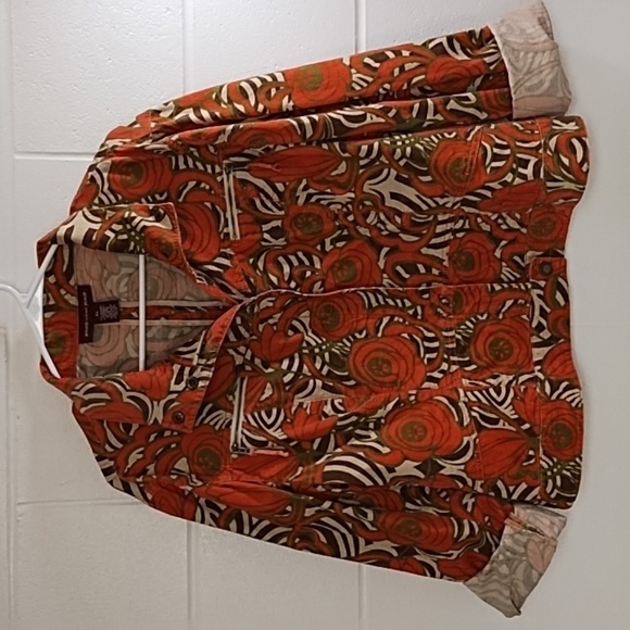 Jones NY XL Soft Fine Wale Stretch Print Cotton Corduroy Jean Jacket - Picture 13 of 16